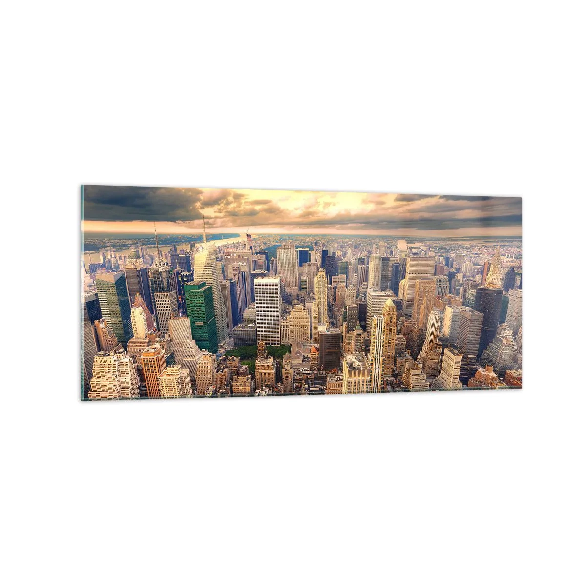 Quadro em vidro - Metrópole dourada - 120x50 cm