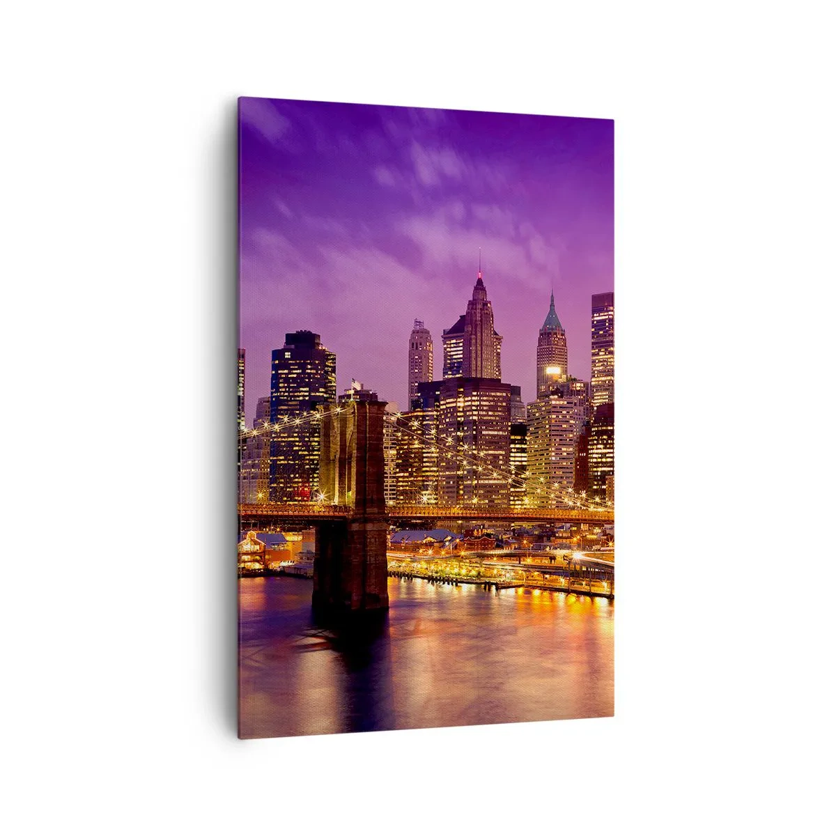 Quadro em tela - Manhathann roxa e dourada - 80x120 cm