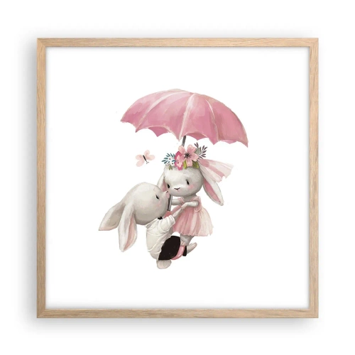 Pôster com moldura de carvalho claro - Isso é amor - 50x50 cm