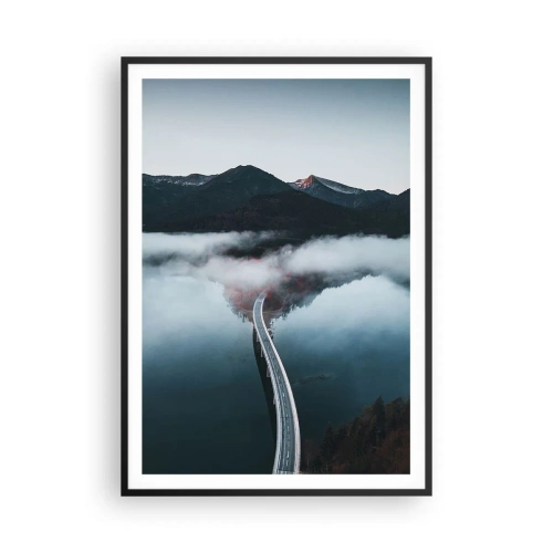 Pôster com moldura preta - Sobre a água tão lisa quanto um espelho - 70x100 cm