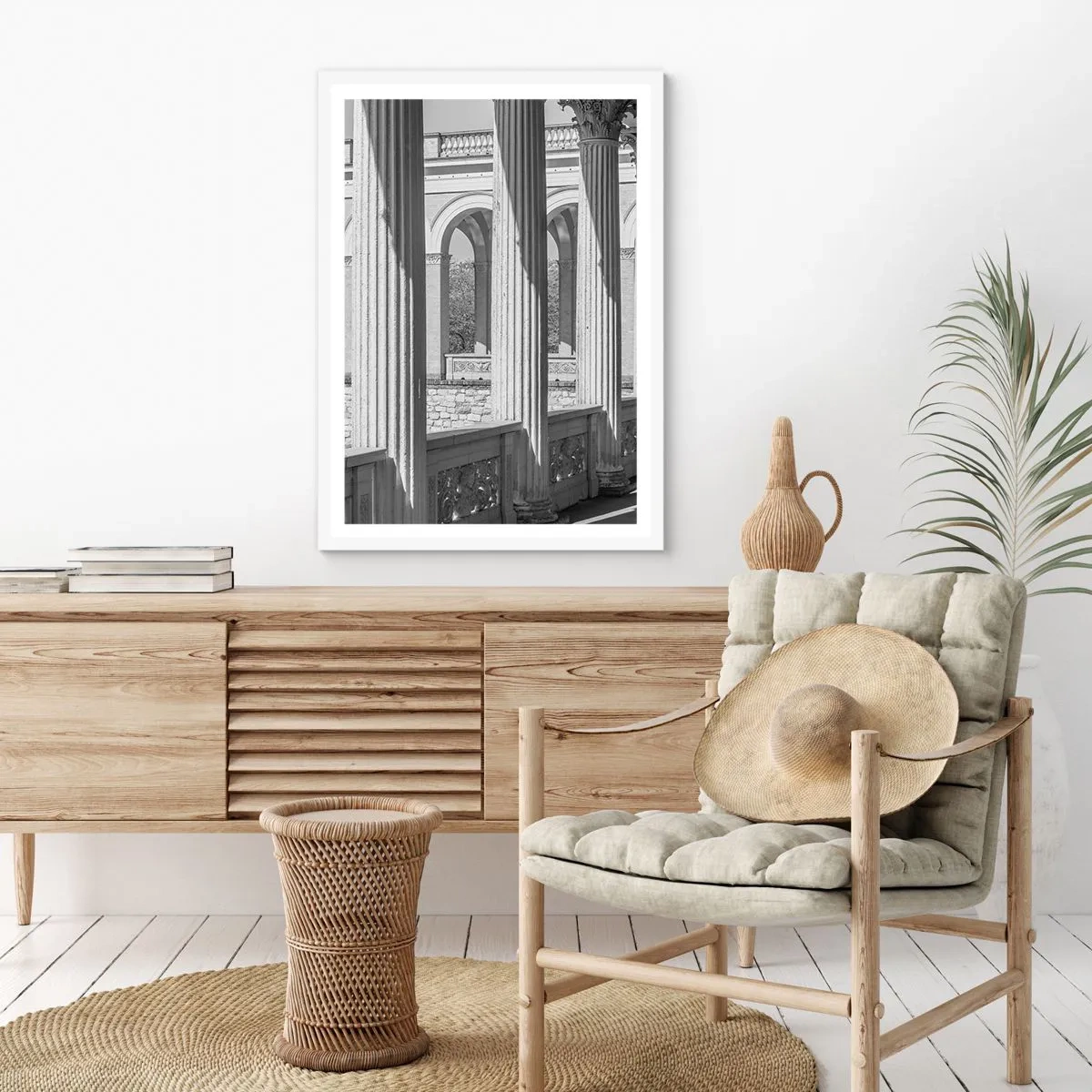 Pôster em moldura branca - Arcada ensolarada - 40x50 cm