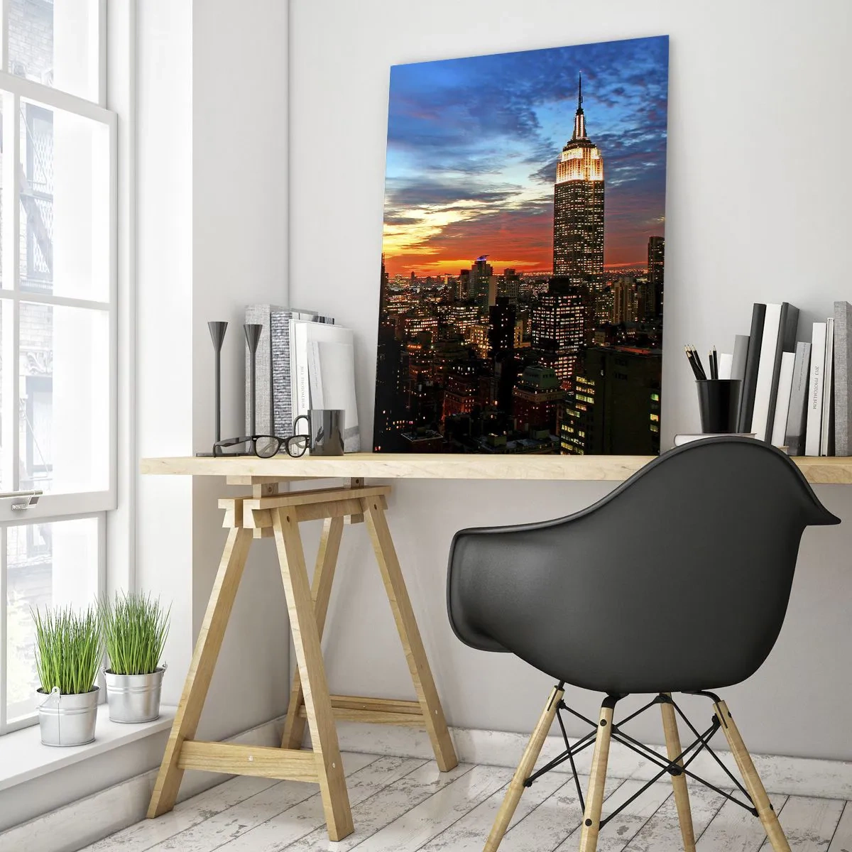 Quadro em vidro - Noite Brilhante Americana - 50x70 cm