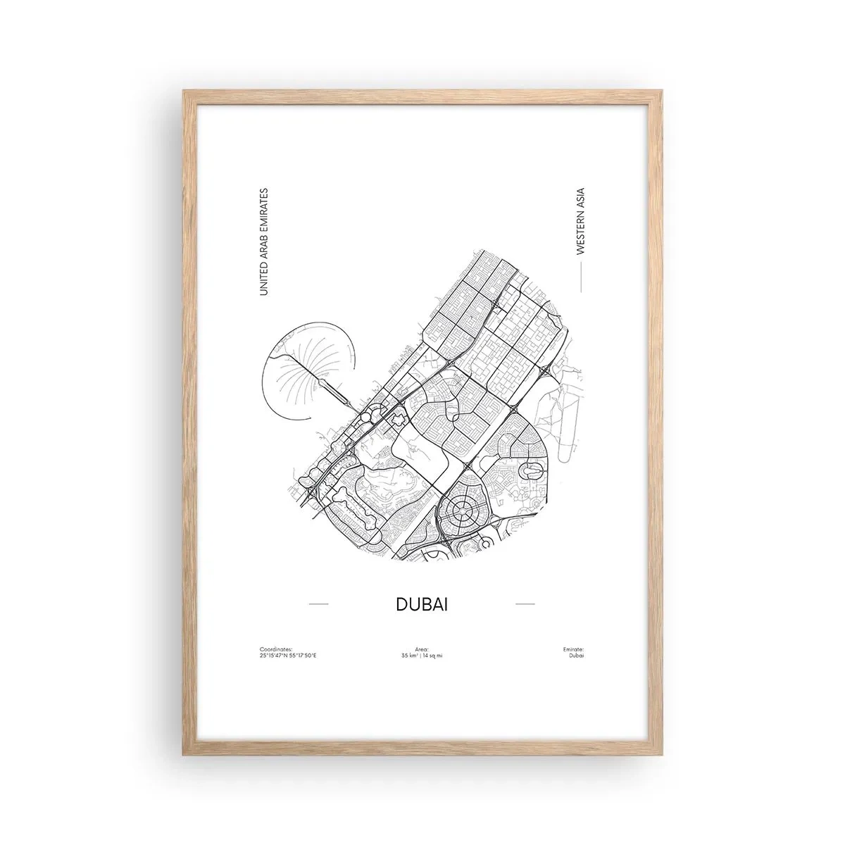 Pôster com moldura de carvalho claro - Anatomia de Dubai - 50x70 cm