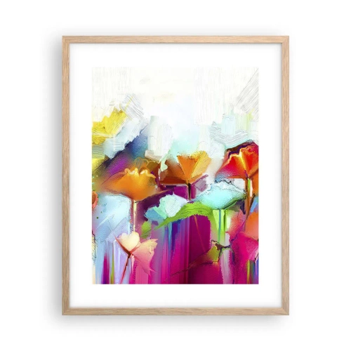Pôster com moldura de carvalho claro - O arco-íris floresceu - 40x50 cm