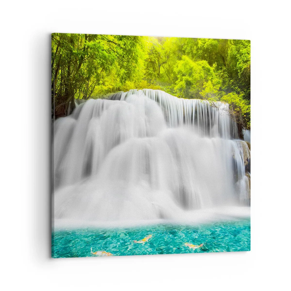 Quadro em tela - Cascata espumosa do verde ao azul - 50x50 cm