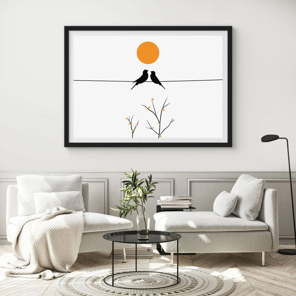 Pôster com moldura preta - A noite dos rouxinóis - 100x70 cm