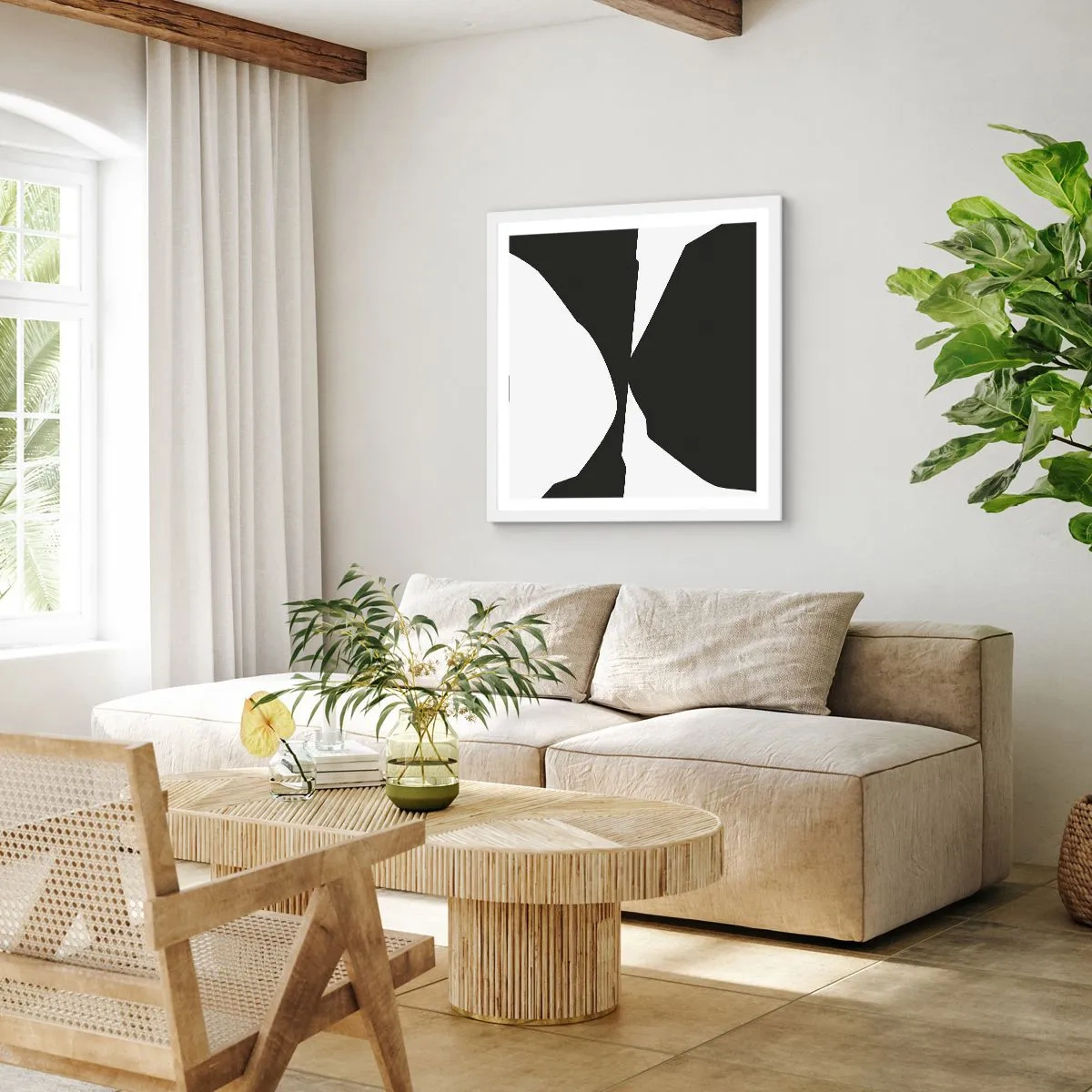 Pôster em moldura branca - Positivo negativo - 30x30 cm