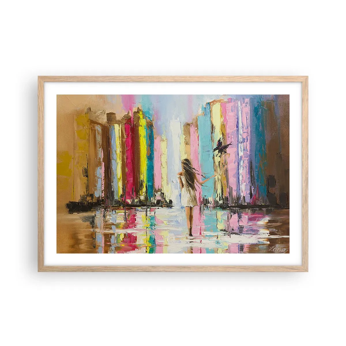 Pôster com moldura de carvalho claro - Segue-me - 70x50 cm