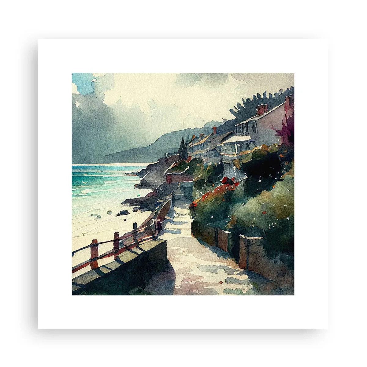 Pôster - Cidade mediterrânea - 30x30 cm