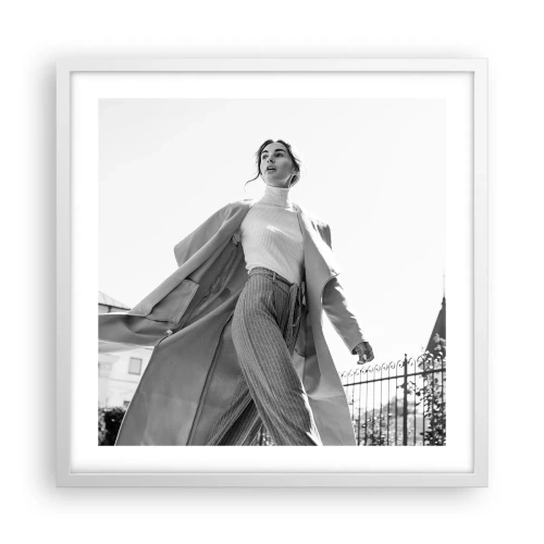 Pôster em moldura branca - Vens comigo? - 50x50 cm