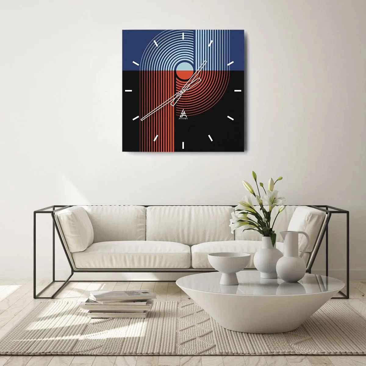 Relógio de parede - Relógio em vidro - Num abraço geométrico - 30x30 cm