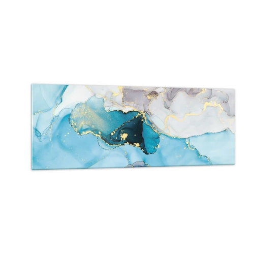 Quadro em vidro - Estudo do encontro do cinza e turquesa - 140x50 cm