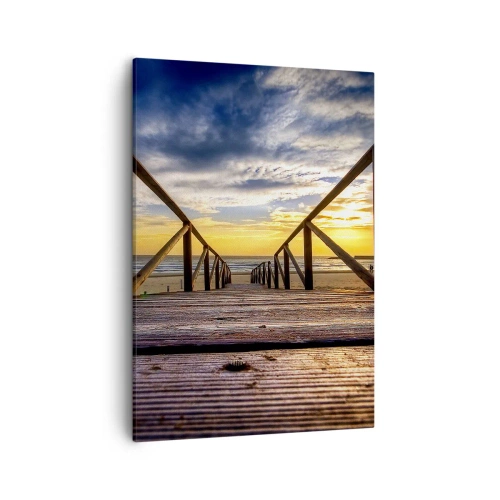 Quadro em tela - Direto para a praia tranquila ao pôr do sol - 50x70 cm