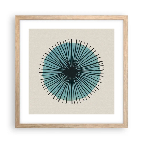 Pôster com moldura de carvalho claro - Radiante sobre o azul - 40x40 cm