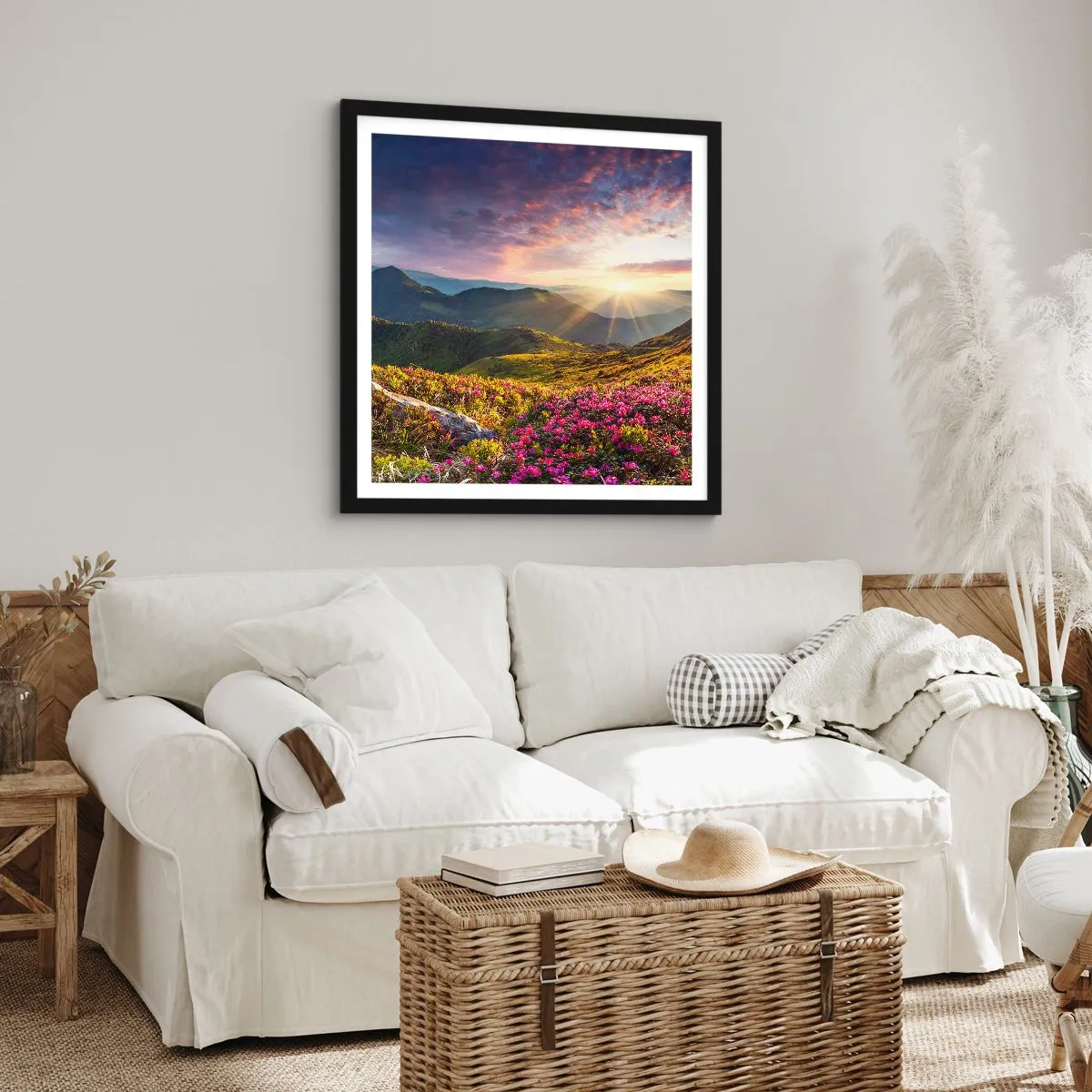 Pôster com moldura preta - A frescura de uma manhã nas montanhas - 40x40 cm