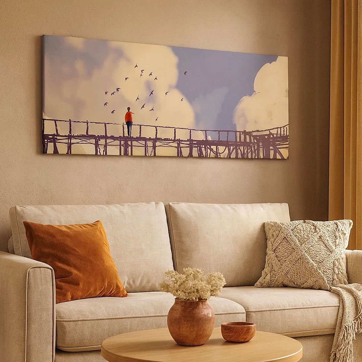 Quadro em tela - Saudade azul - 100x40 cm