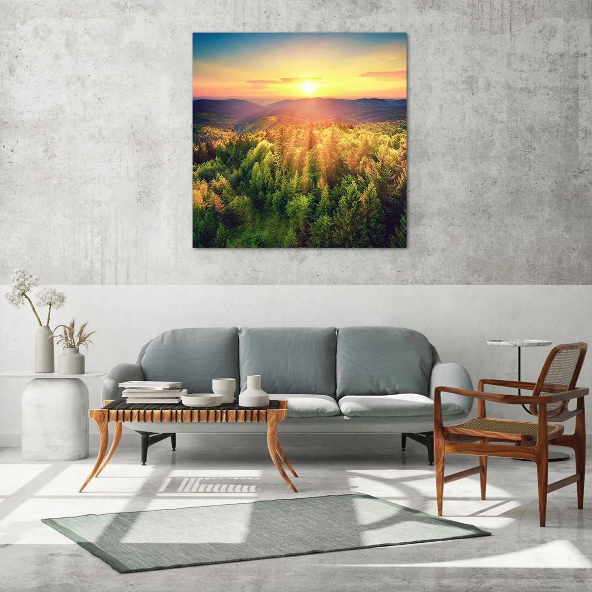 Quadro em vidro - Picos e cumes - 70x70 cm