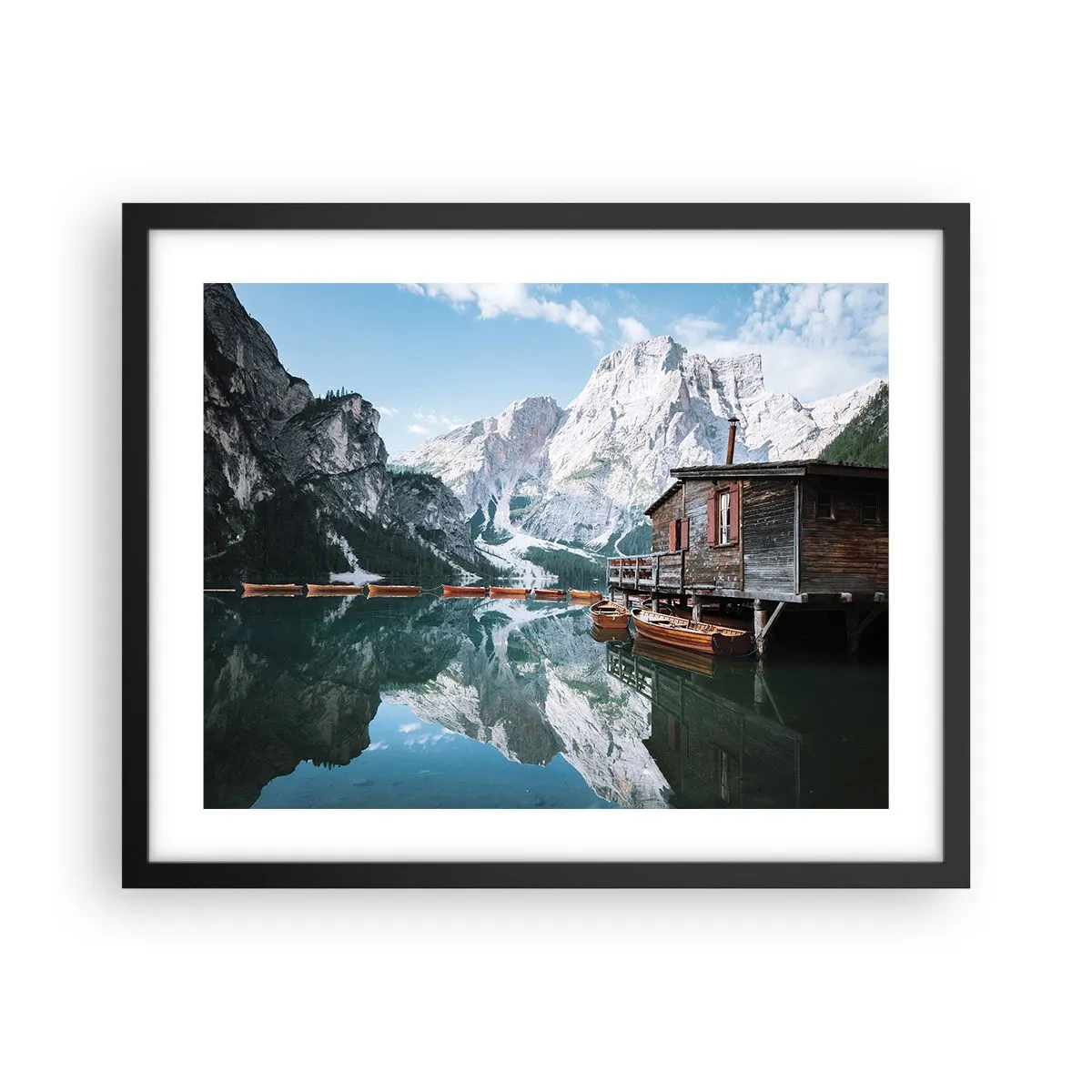 Pôster com moldura preta - Manhã cristalina nas montanhas - 50x40 cm