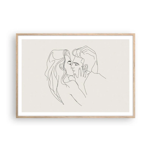 Pôster com moldura de carvalho claro - Emaranhados pelo sentimento - 100x70 cm