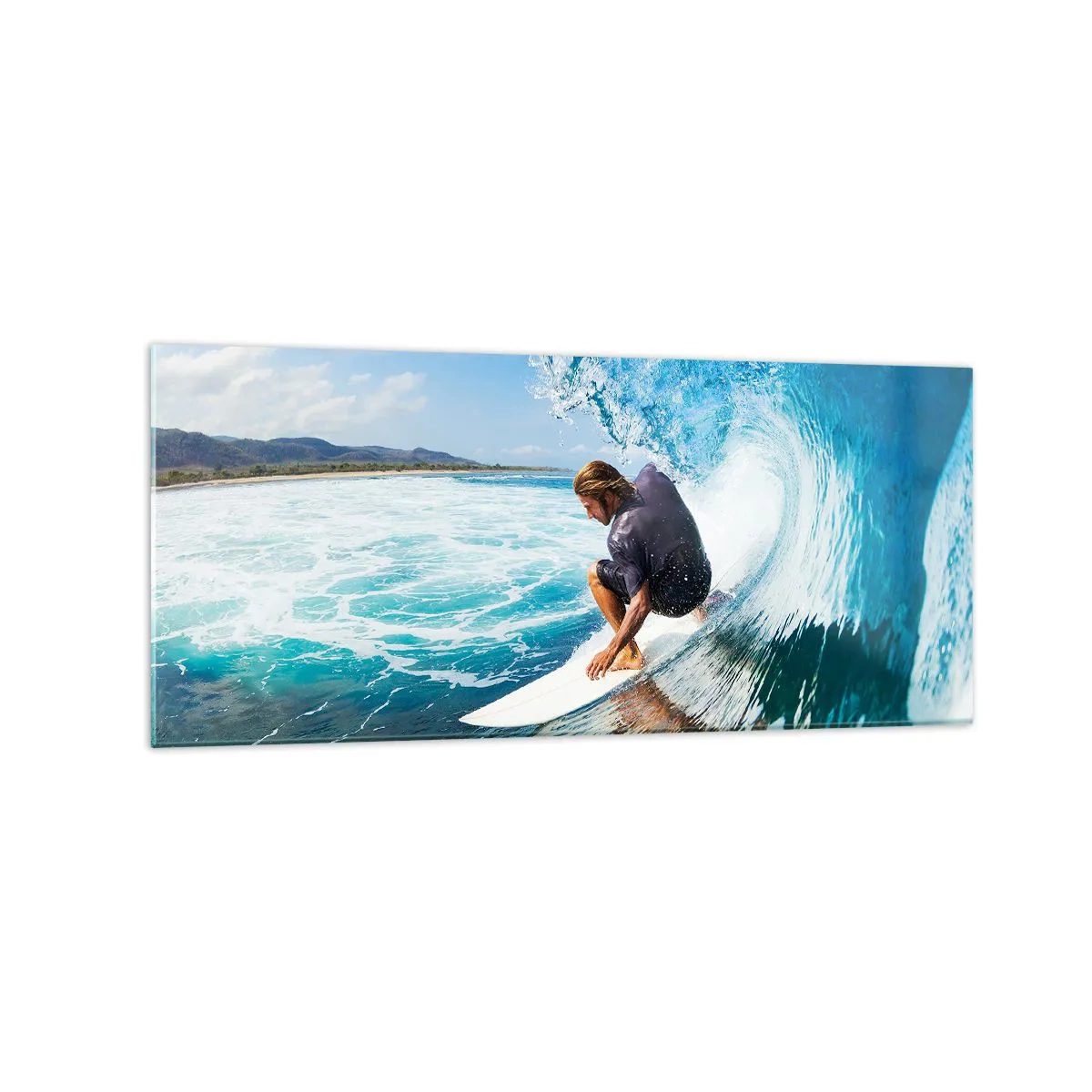 Quadro em vidro - Dançando com as ondas - 120x50 cm