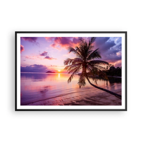 Pôster com moldura preta - Felicidade no horizonte - 100x70 cm