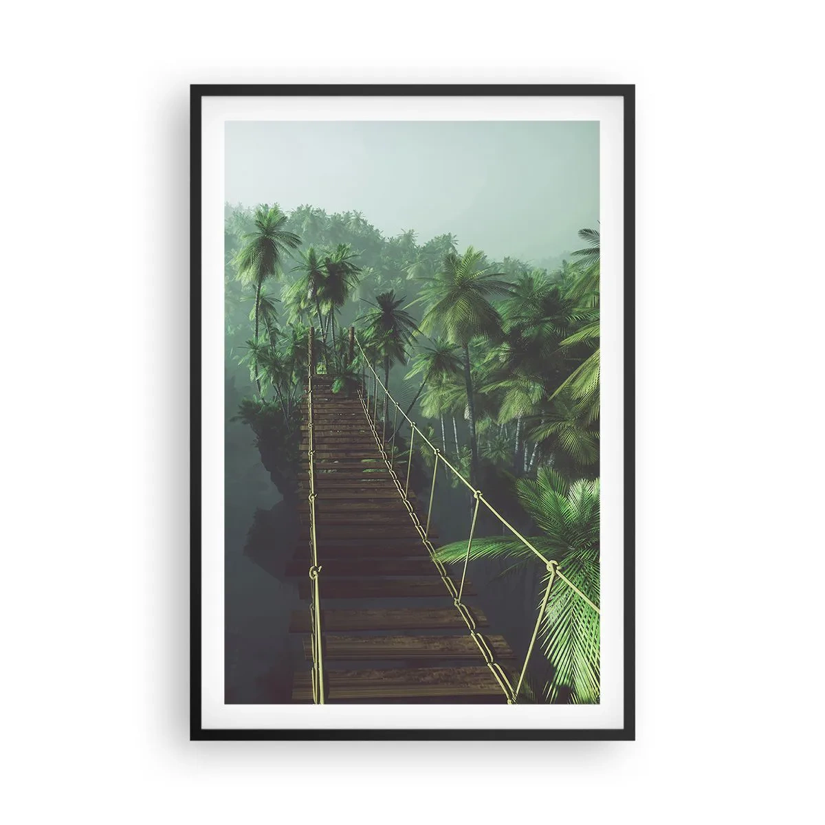 Pôster com moldura preta - Sobre o verde fervente - 61x91 cm