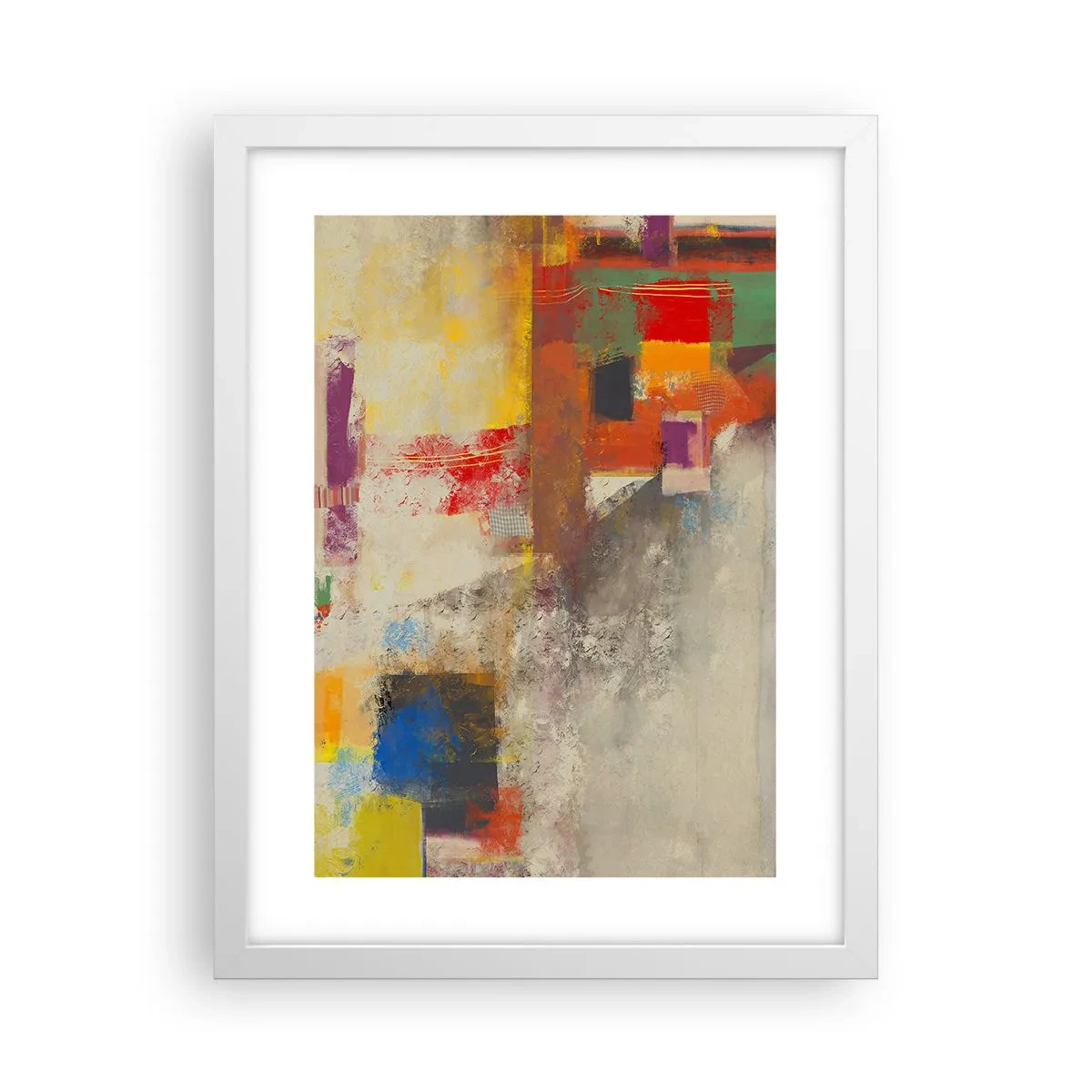 Pôster em moldura branca - Geometria das cores - 30x40 cm