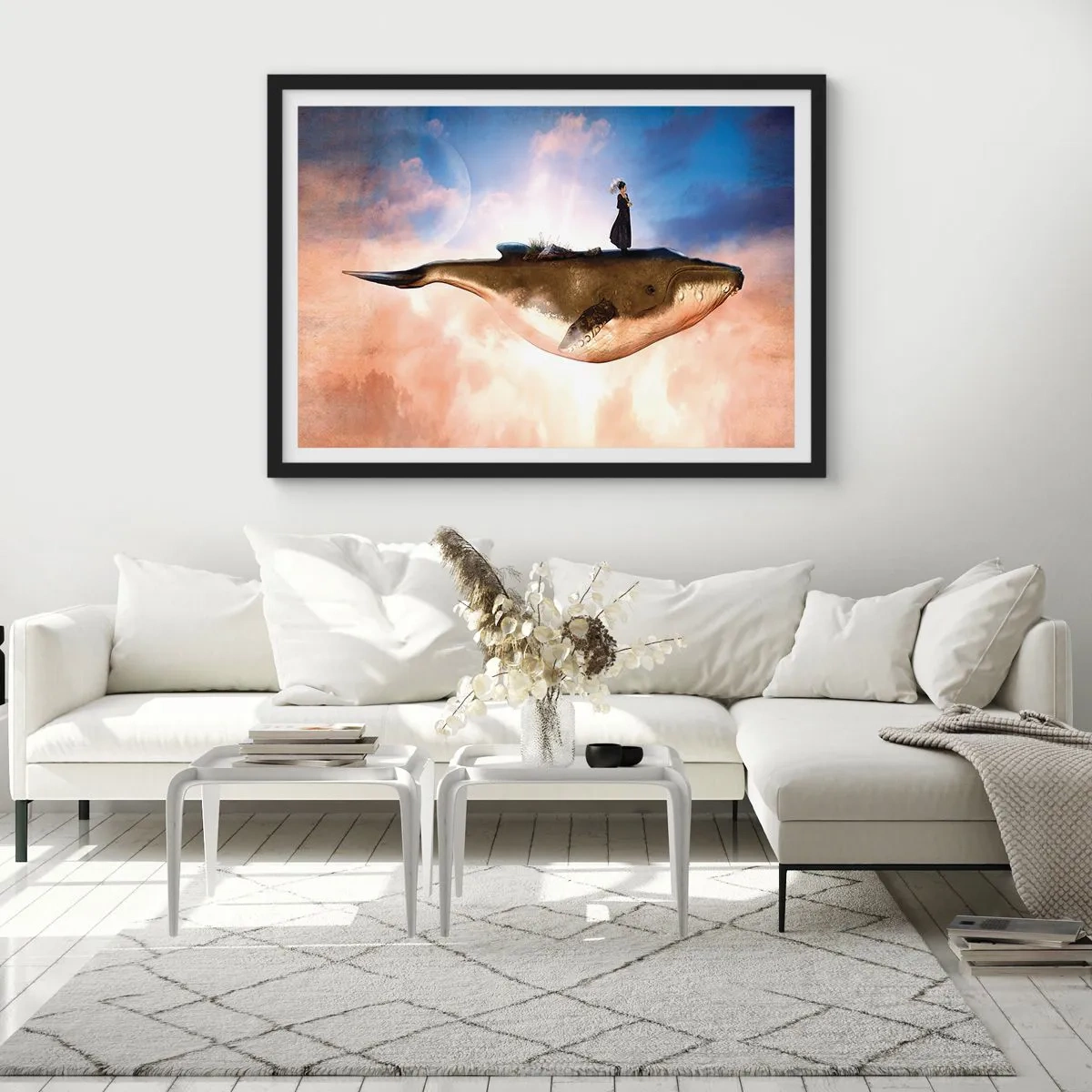 Pôster com moldura preta - Uma viagem surreal - 100x70 cm