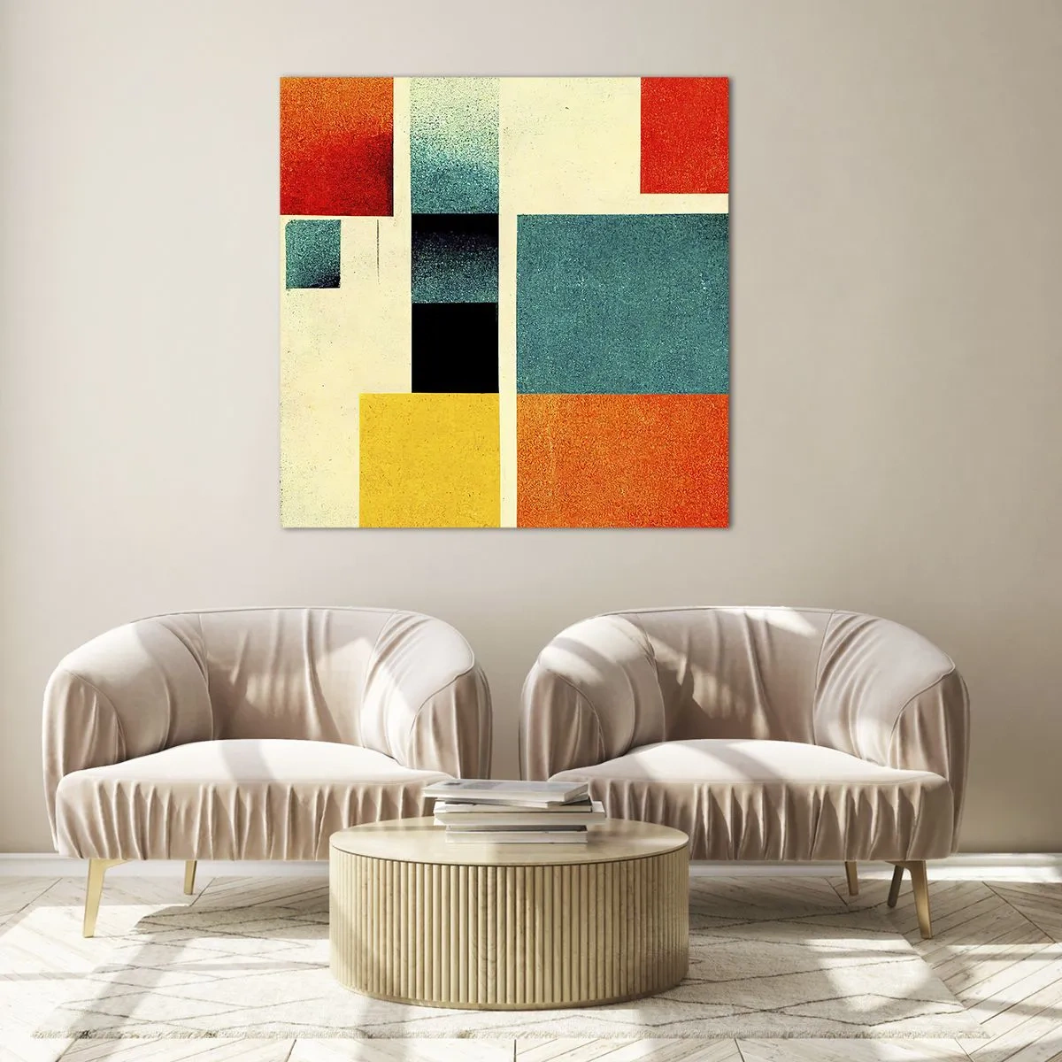 Quadro em vidro - Abstração geométrica – boa energia - 30x30 cm