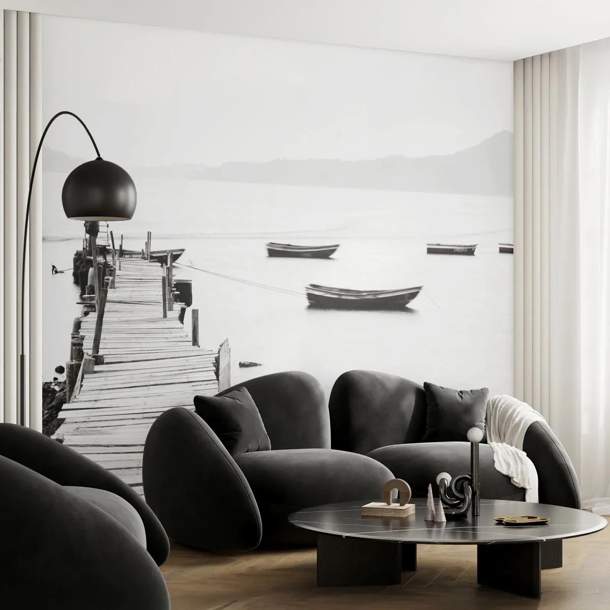 Papel de Parede Premium Sand - Sobre água calma e límpida - Paisagem, Lago, Lodź - 400x280 cm