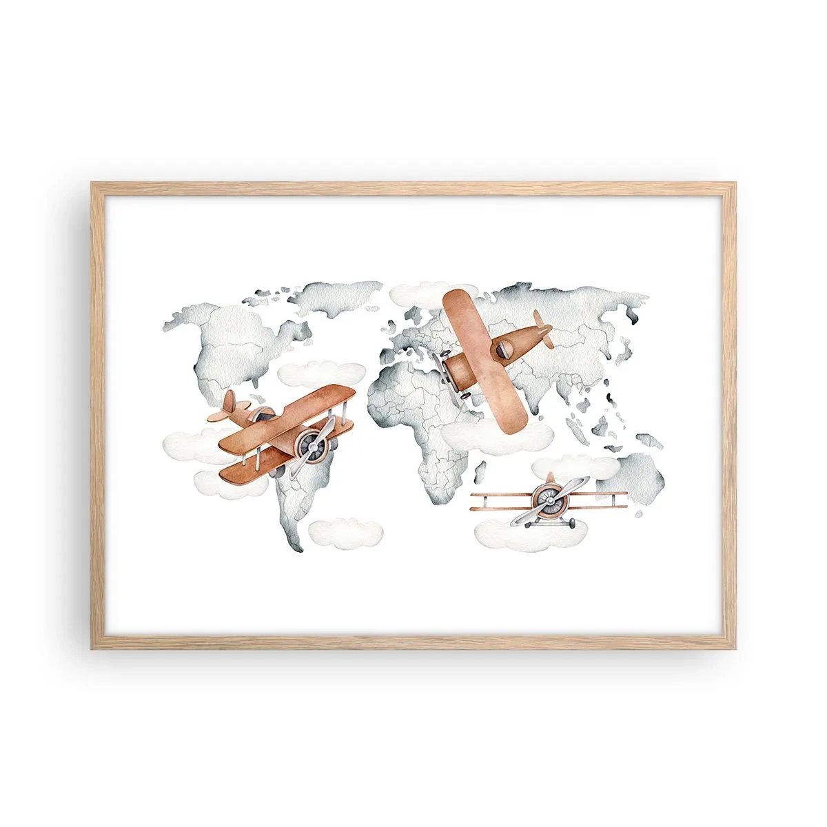 Pôster com moldura de carvalho claro - Com espírito pioneiro - 70x50 cm