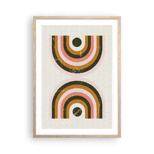 Pôster com moldura de carvalho claro - Abstração gêmea - 50x70 cm