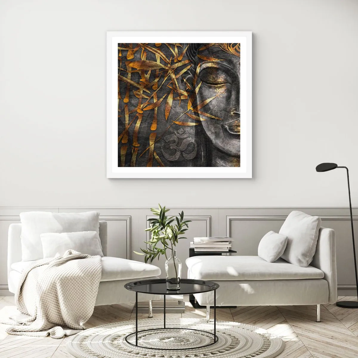 Pôster em moldura branca - Sinta a paz - 30x30 cm