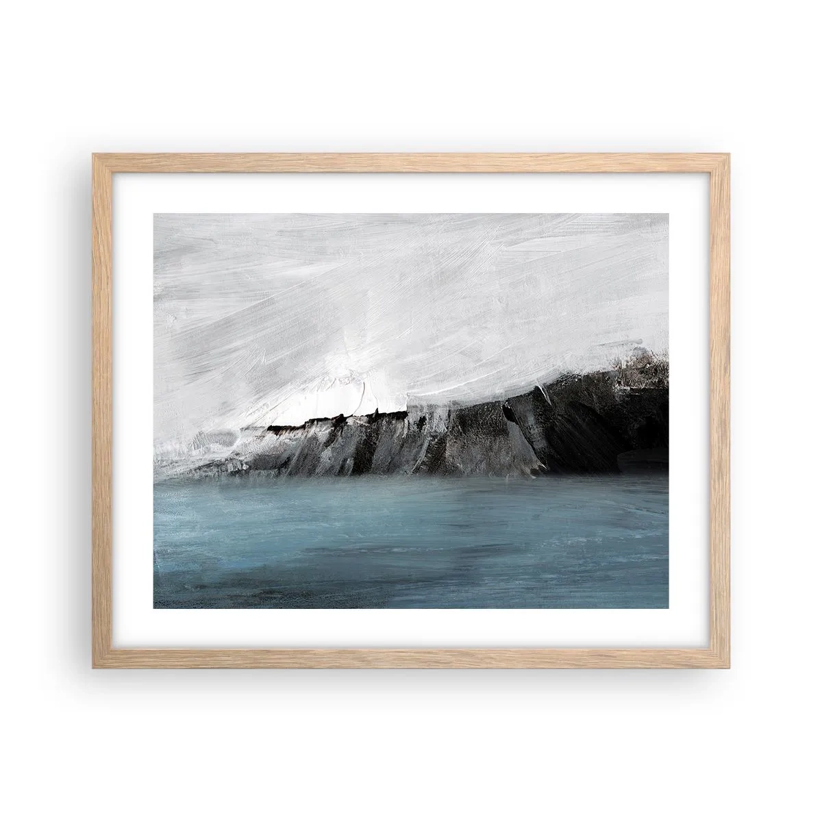 Pôster com moldura de carvalho claro - Água – terra: choque dos elementos - 50x40 cm