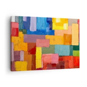 Quadro em tela - Retângulos abstratos coloridos em diferentes tons - 70x50cm - Cada um diferente, todos coloridos - Decoração de parede moderna para a sala de estar e quarto ARTTOR