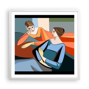 Pôster em moldura branca - Um momento de confiança - 60x60 cm