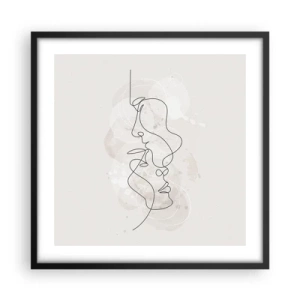 Pôster com moldura preta - Emaranhados num abraço - 50x50 cm