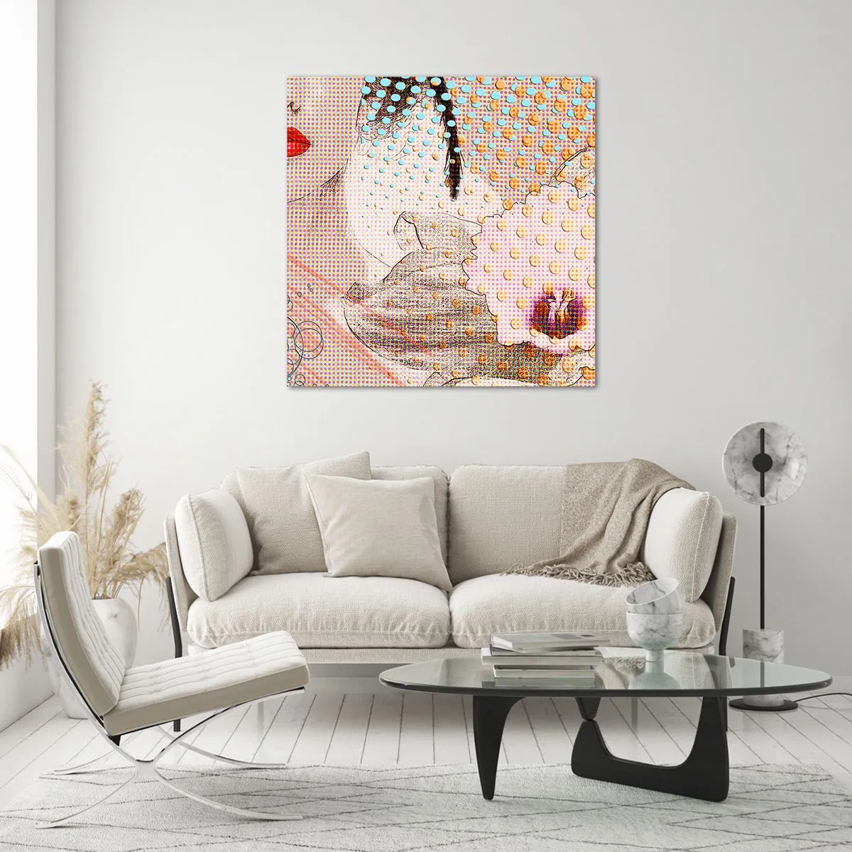 Quadro em vidro - Heroína de cartoon - 30x30 cm