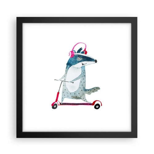 Pôster com moldura preta - A alegria do texugo - 30x30 cm