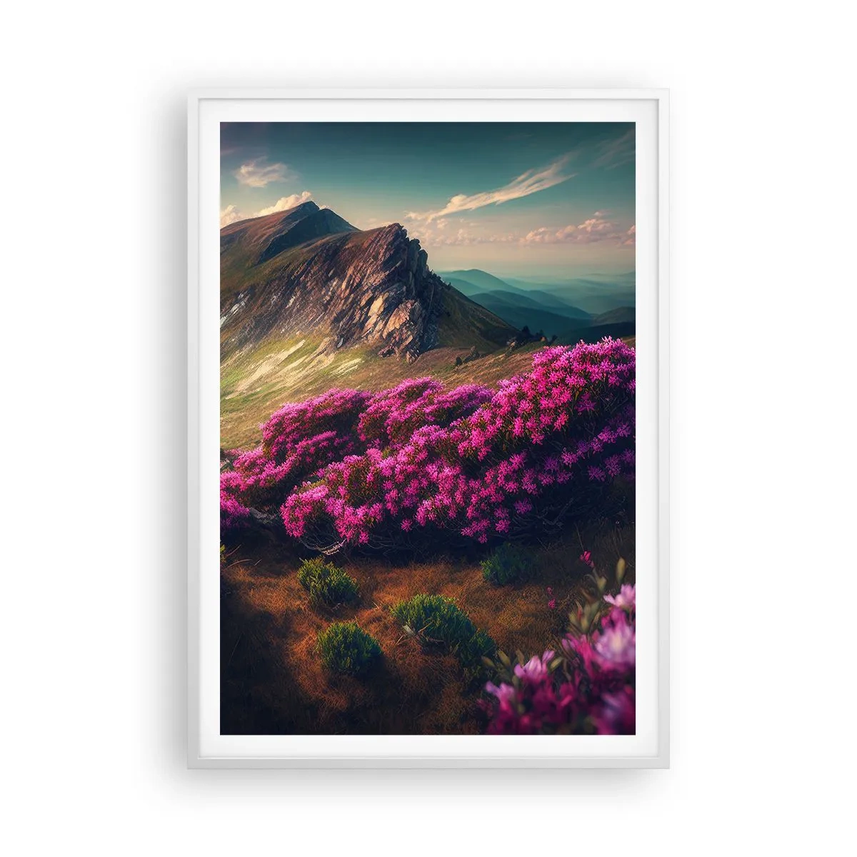 Pôster em moldura branca - Verão nas montanhas - 70x100 cm