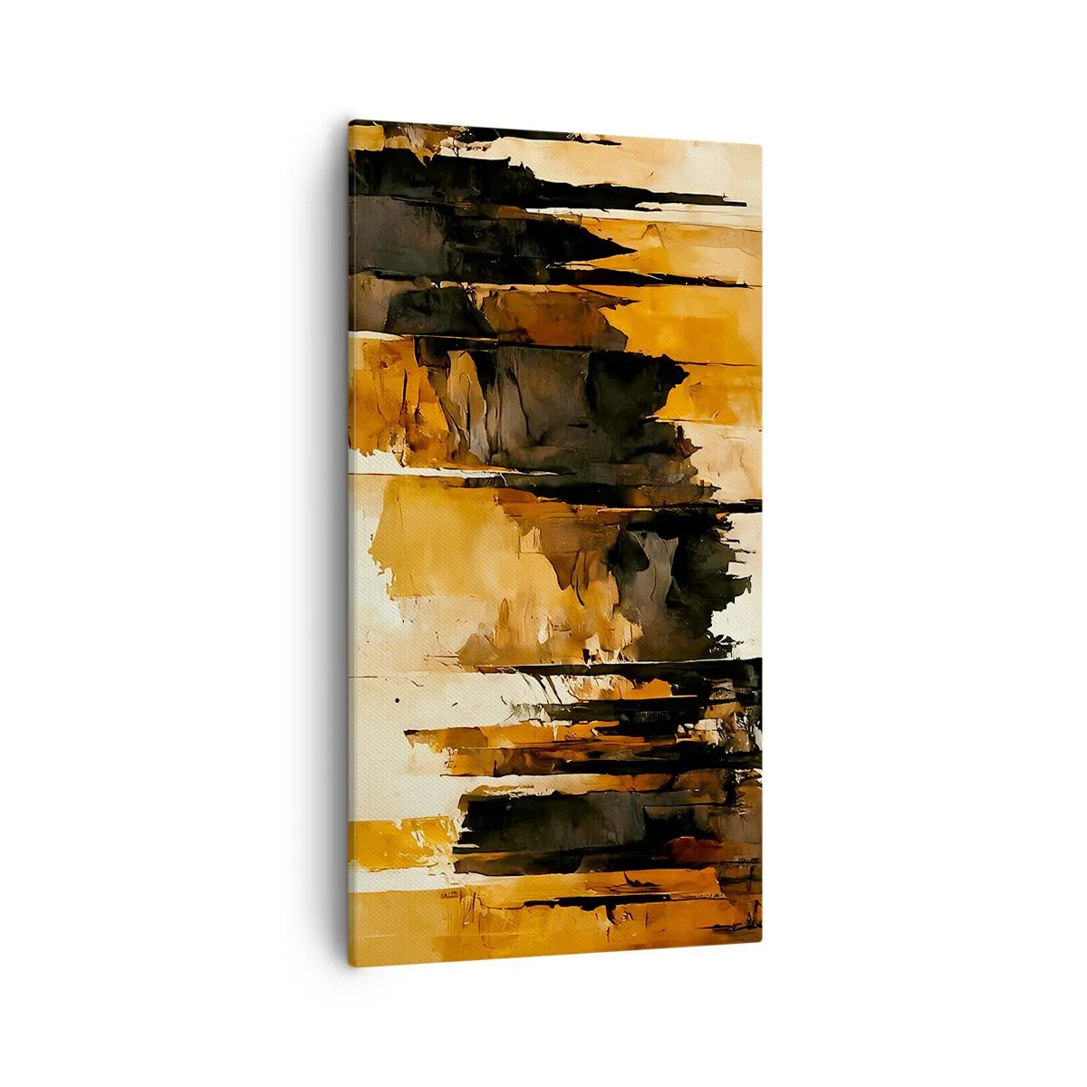 Quadro em tela - Harmonia de preto e dourado - 55x100 cm