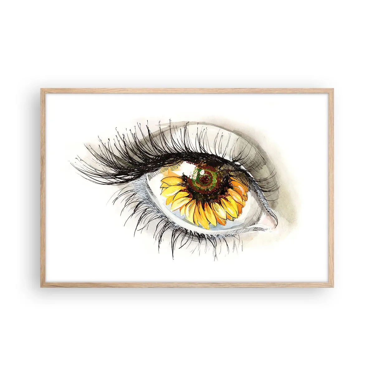 Pôster com moldura de carvalho claro - Um olhar tão quente como o verão - 91x61 cm