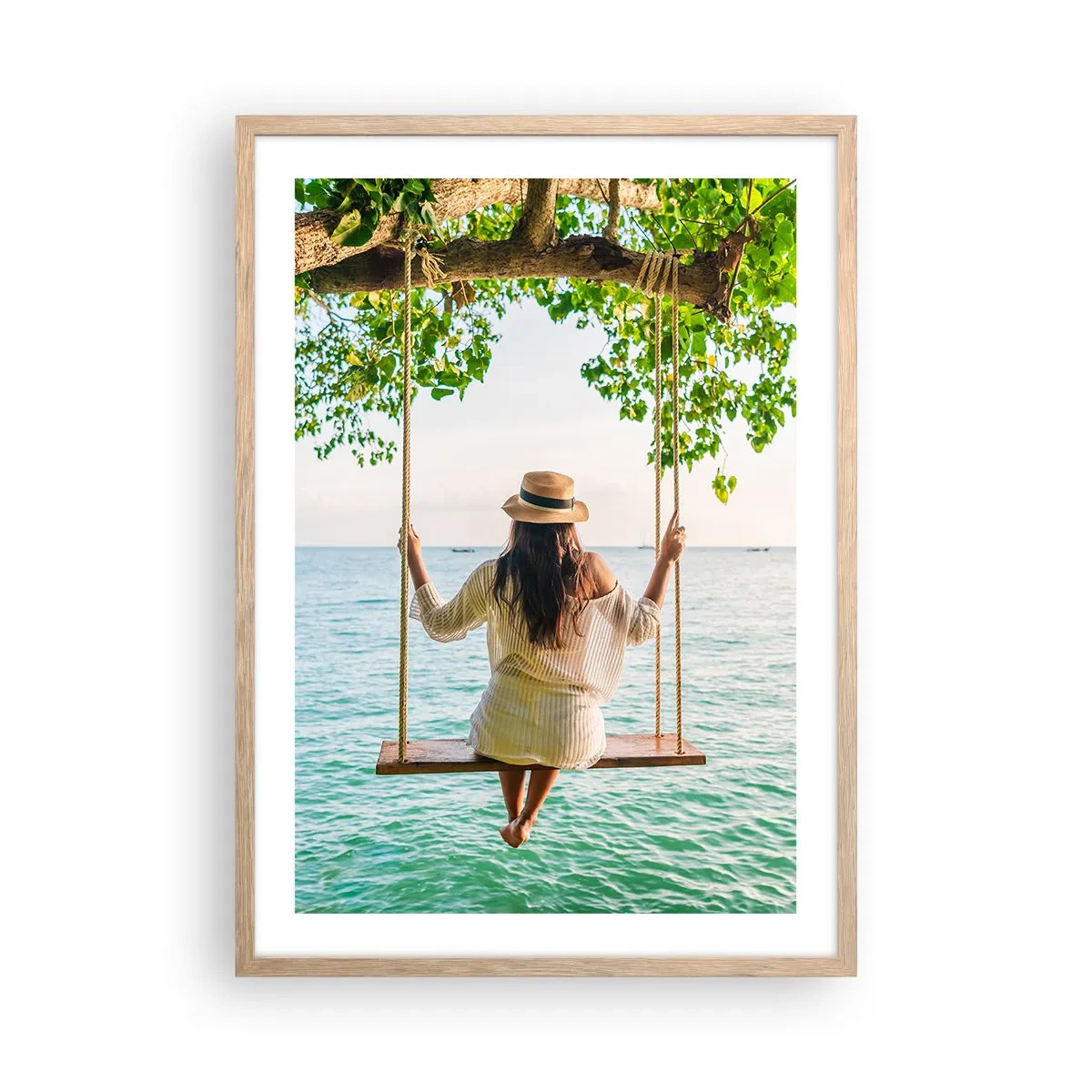 Pôster com moldura de carvalho claro - A vida é bela - 50x70 cm