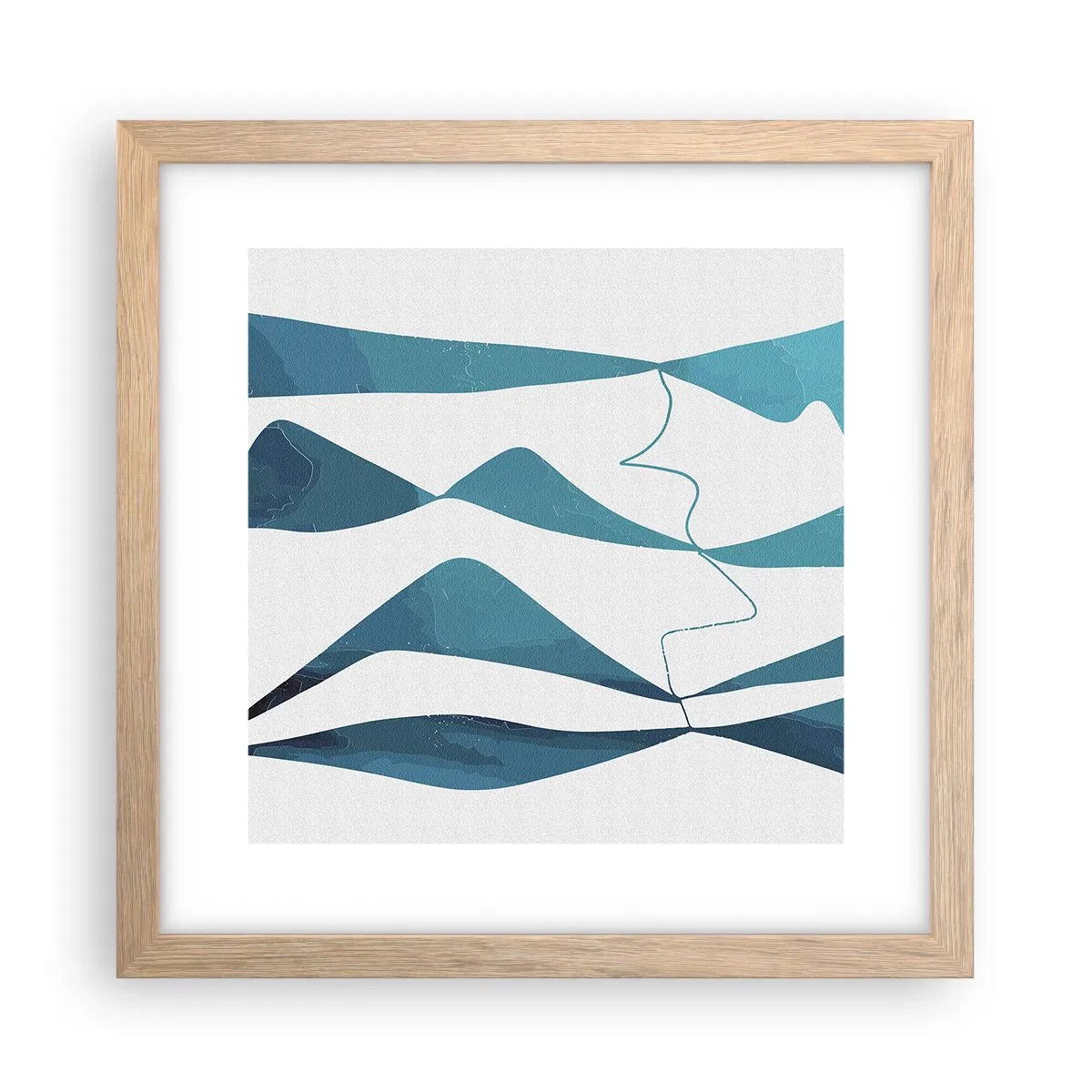 Pôster com moldura de carvalho claro - Abstração: composto turquesa - 30x30 cm