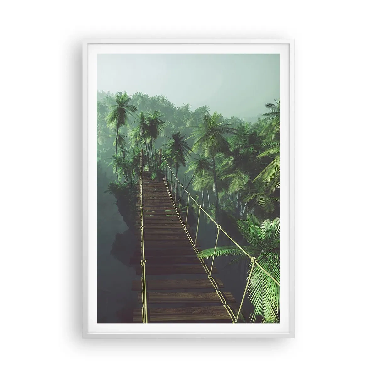 Pôster em moldura branca - Sobre o verde fervente - 70x100 cm