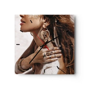 Relógio de parede - Relógio em vidro - A rainha da praia selvagem - 30x30 cm