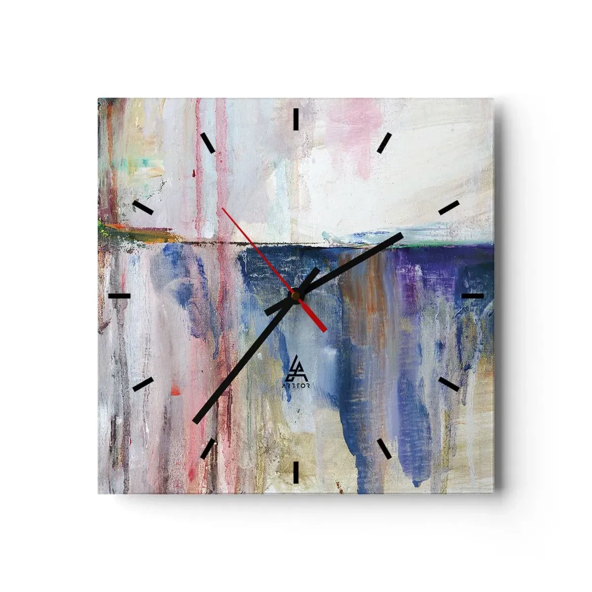 Relógio de parede - Relógio em vidro - Impressões coloridas e associações - 30x30 cm
