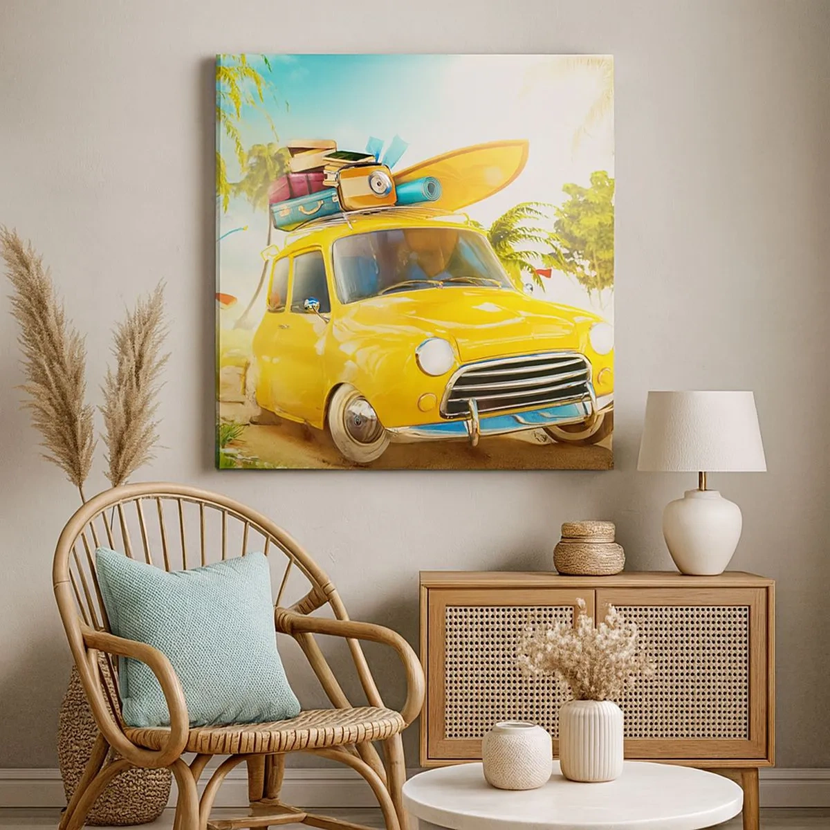 Quadro em tela - Uma viagem para mais do que um sorriso - 30x30 cm