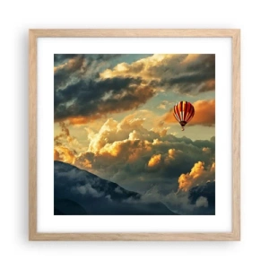 Pôster com moldura de carvalho claro - Eu voo porque sou livre - 40x40 cm