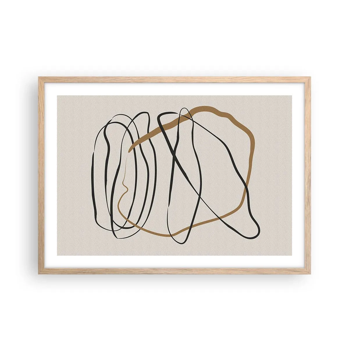 Pôster com moldura de carvalho claro - Composição – dança em loop - 70x50 cm